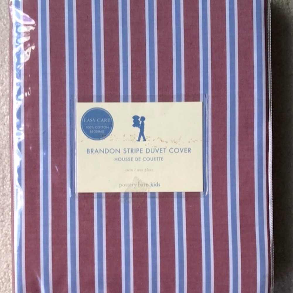 Pottery Barn Striped red and blue twin duvet cover
